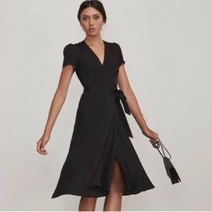Reformation Wrap Midi Dress, Black, M